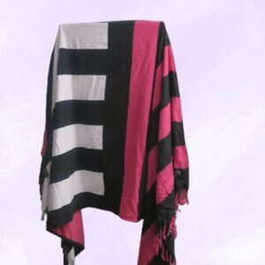 Victoria's Secret striped towel/blanket tassel in black, pink and white size OS.